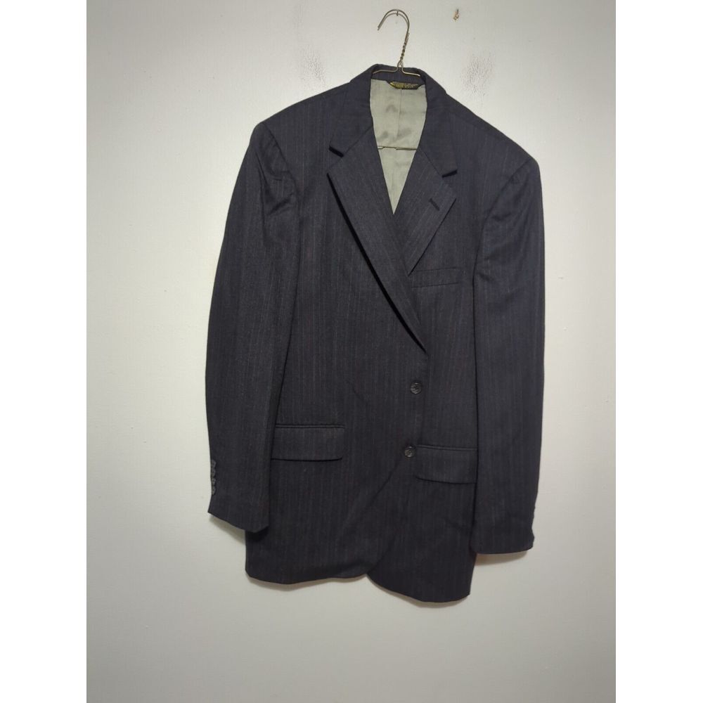 Barrister Baskin‎ Mens Navy Blue Pinstripe Wool Blazer Sport Coat 2 Button 44L